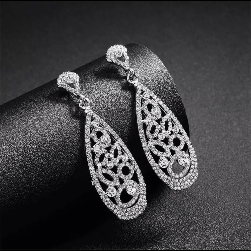 Austrian Crystal Alloy Long Wedding Big Earrings